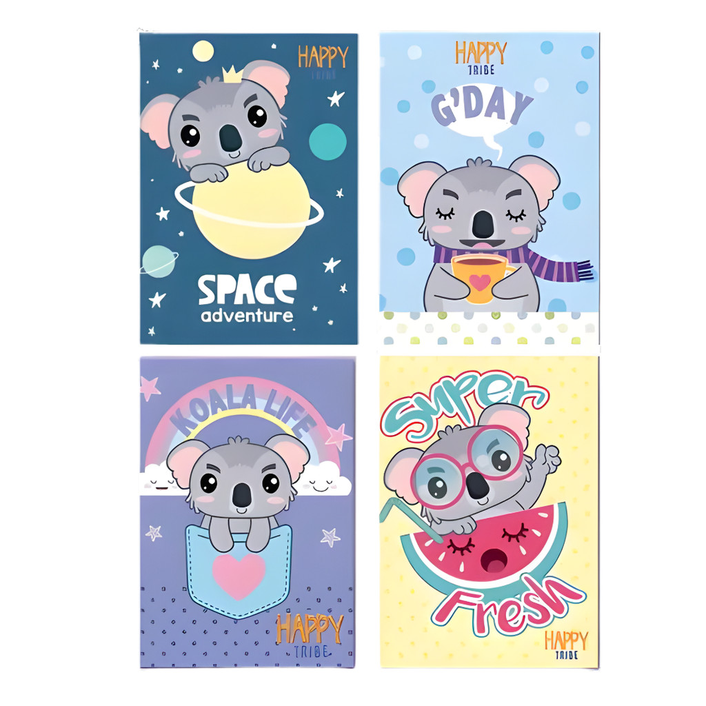 Caderno Escolar Brochurão Capa Dura Grande 96 Folhas Koala - Happy Tribe Máxima em Oferta na Shopee