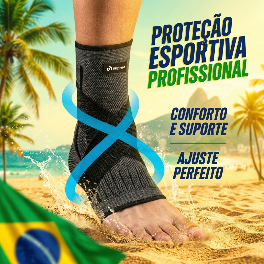 Tornozeleira Ortopédica Compressão Ajustável Estabilizadora para Esportes Academia Crossfit Fitness em Oferta na Shopee