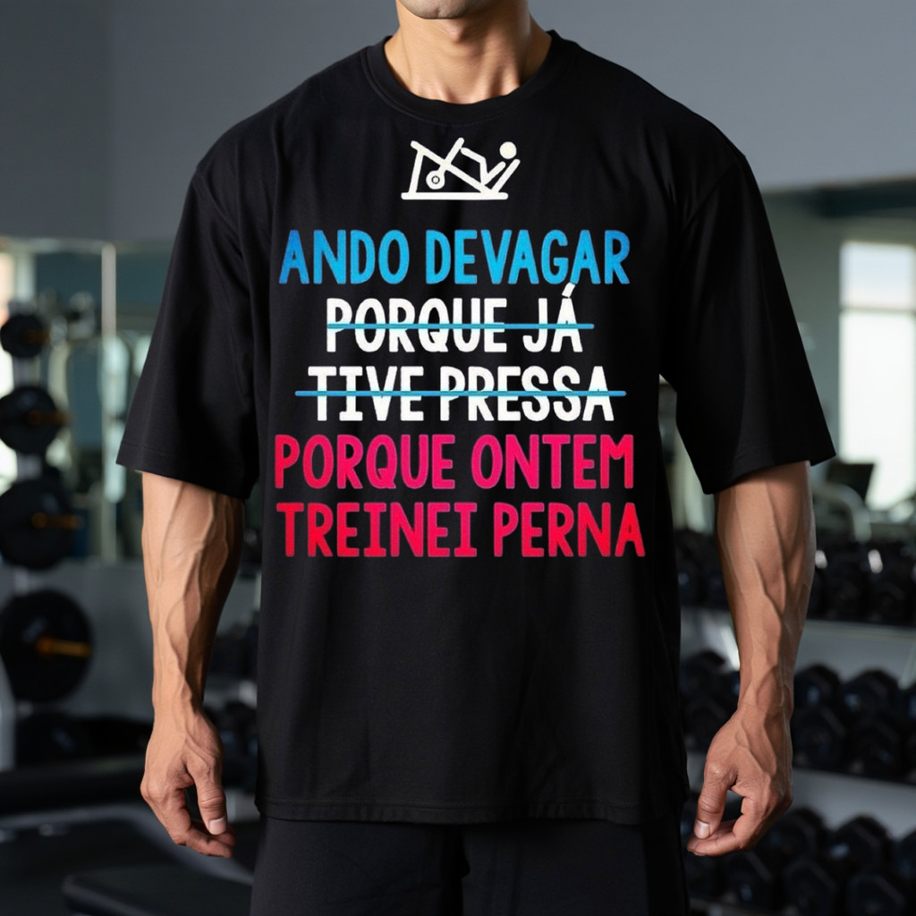 Camiseta de Academia  Com Frases Divertida Treino Musculação Feminina Masculina Regular Oversized Plus Size