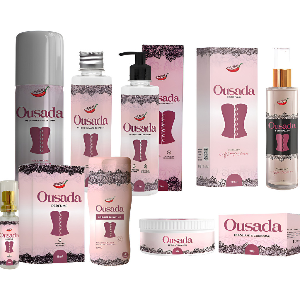 Kit Completo Autocuidado 7 Itens Ousada Sabonete, Hidratante, Perfume, Esfoliante