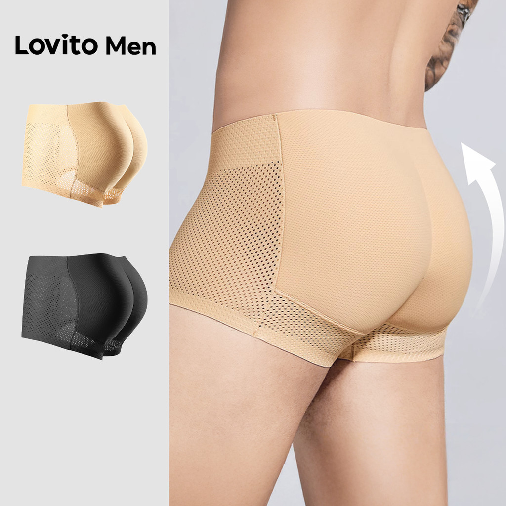 Lovito Men  Cueca Casual Levantamento de Bumbum Cueca Preta Básica para Homens LNE131112 em Oferta na Shopee