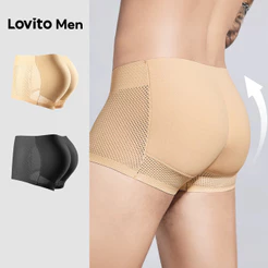 Lovito Casual Cueca Masculina Preta Com Recortes No Tecido Para Levantar O Bumbum Para Primavera/verão LNE131112