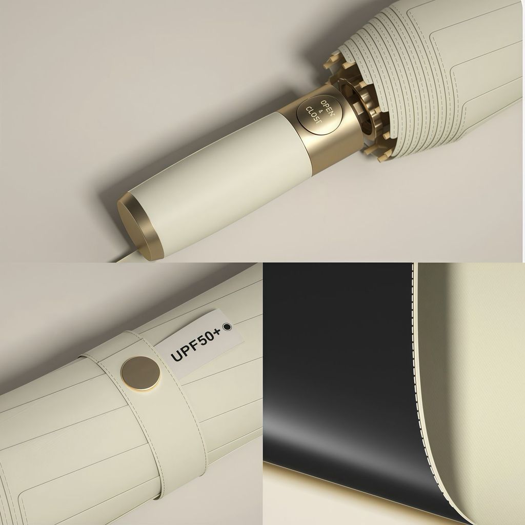 Guarda Chuva Com Capa Resistente Proteção UV Automático Reforçado Detalhes em Dourado Modelo Novo 2026