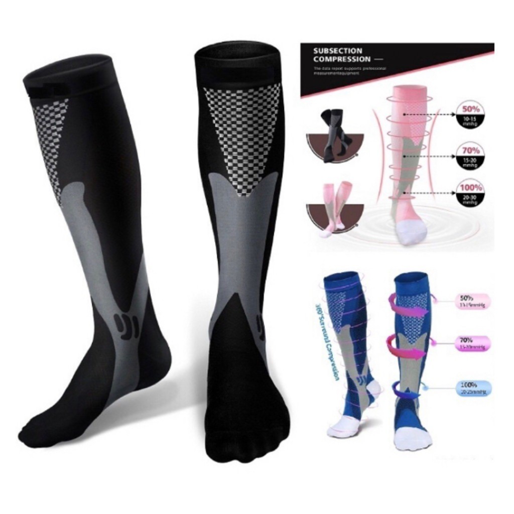 Kit C/ 3 Pares Meias de Compressão Alívio de Varizes Dor e Fadiga para Homens e Mulheres Do 38 ao 46 em Oferta na Shopee