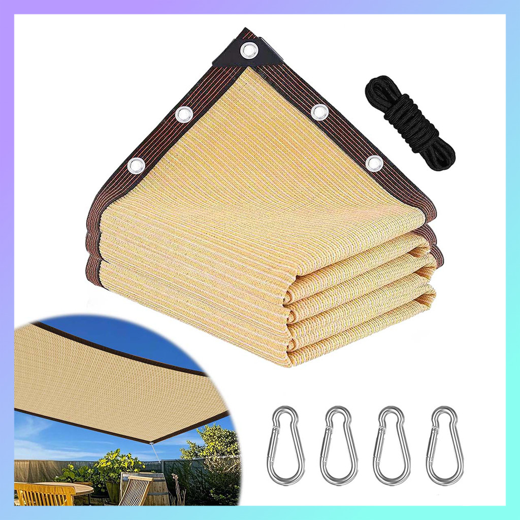 1 peça 3*2m bege sombra net borda ao ar livre perfurado protetor solar net pátio varanda pára-sol