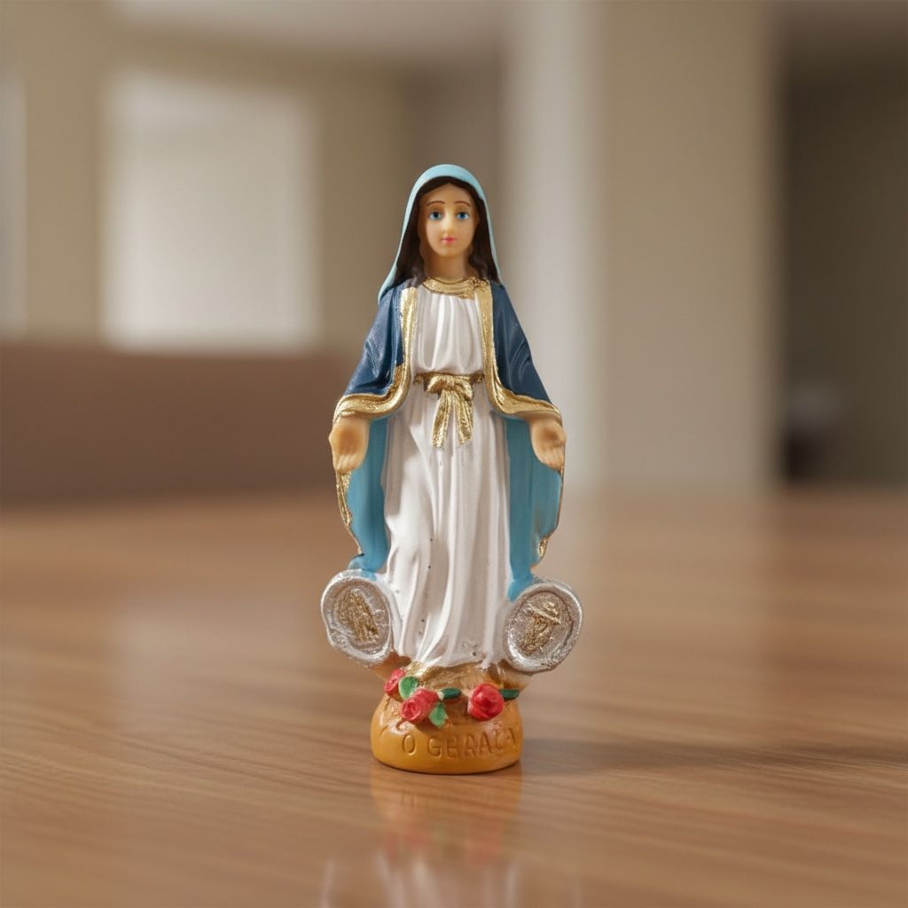 Imagem Nossa Senhora das Graças Medalhas Resina Nobre 7cm em Oferta na Shopee
