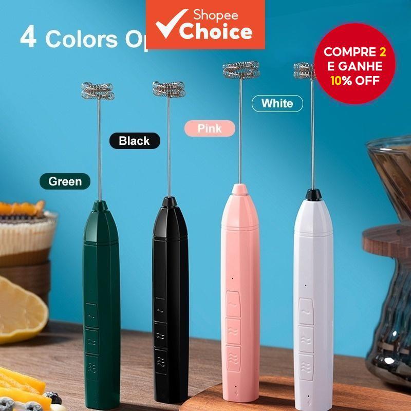 Novo Batedor de Leite Elétrico Portátil com 3 Velocidades e Recarga USB, Batedeira de Ovos e Liquidificador Manual