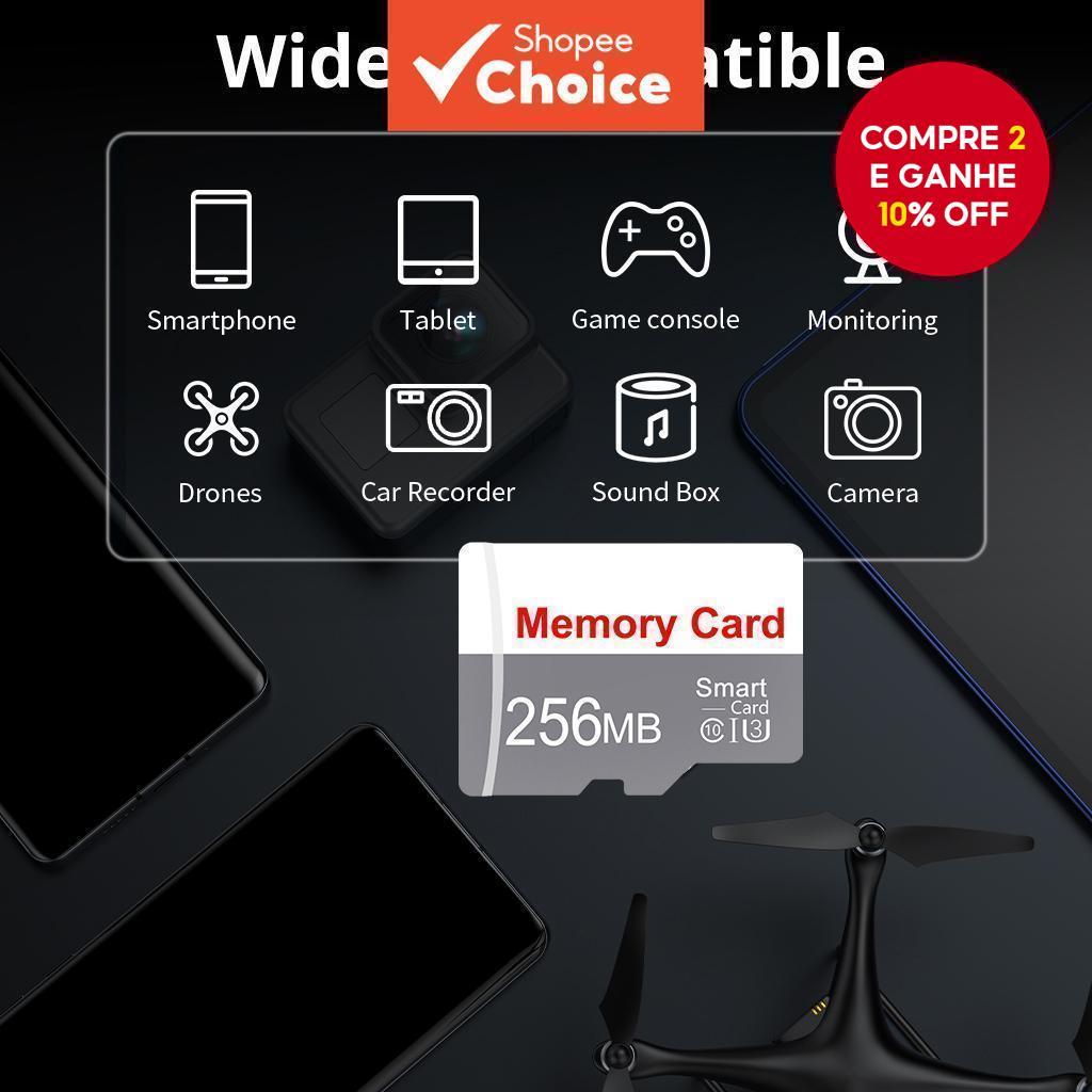 Novo cartão microSD (TF) de 256MB - Classe 10 A1, baixa capacidade para telefones, tablets e câmeras.