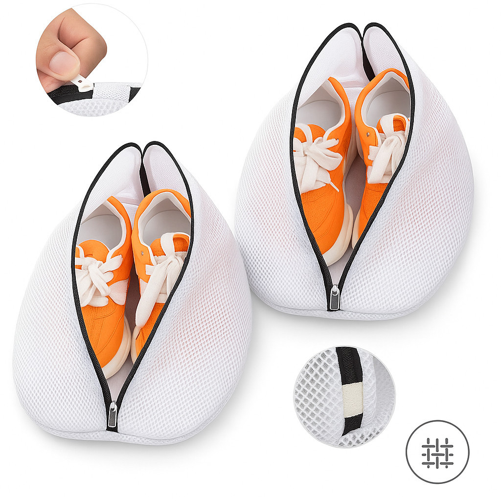 Saco Protetor p/ Lavar Sapatos – Reforçado, Anti-Atrito e Ideal p/ Máquina de Lavar