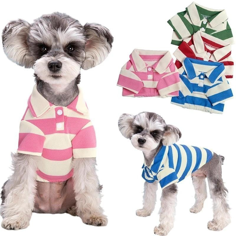 XS-4XL Cão Verão Listrado Camisa Polo Para Cães Pequenos Médios Roupas Filhote De Cachorro Casual Camiseta Pet Colete Ch