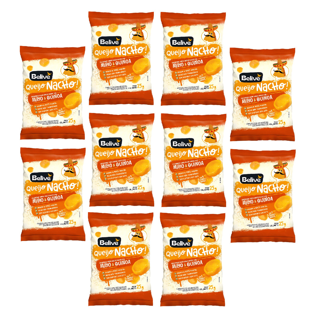 Kit 10x Snack De Milho Queijo Nacho 25g - Belive