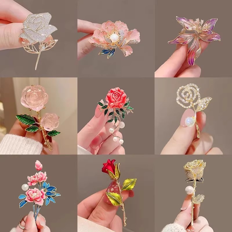 Broche de rosa/30 lindos broches/broche de pérola/versão feminina coreana broche tipo pino de Material de liga