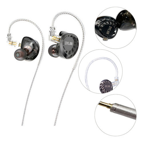 Fone Dylan De-845 In Ear Monitor Profissional Alta Qualidade Cinza/preto