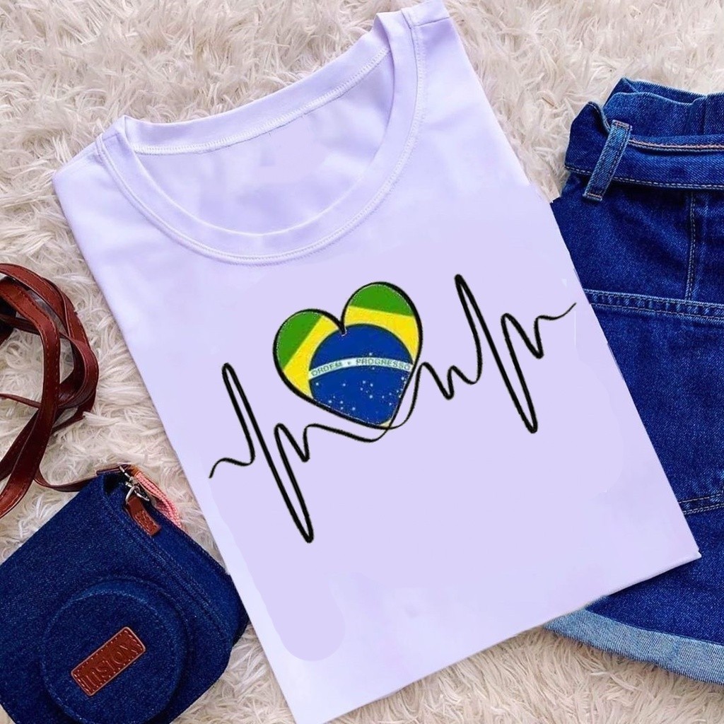 Blusinha Feminina Tematica Copa Do Mundo 2026 Brasil Varias Estampas Camisa Premium 100% Algodão