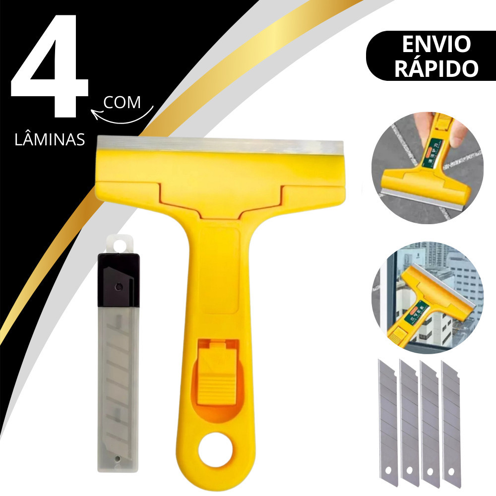 Raspador para limpar Box Piso Vidro Cerâmica Azulejo + 4 Lamina