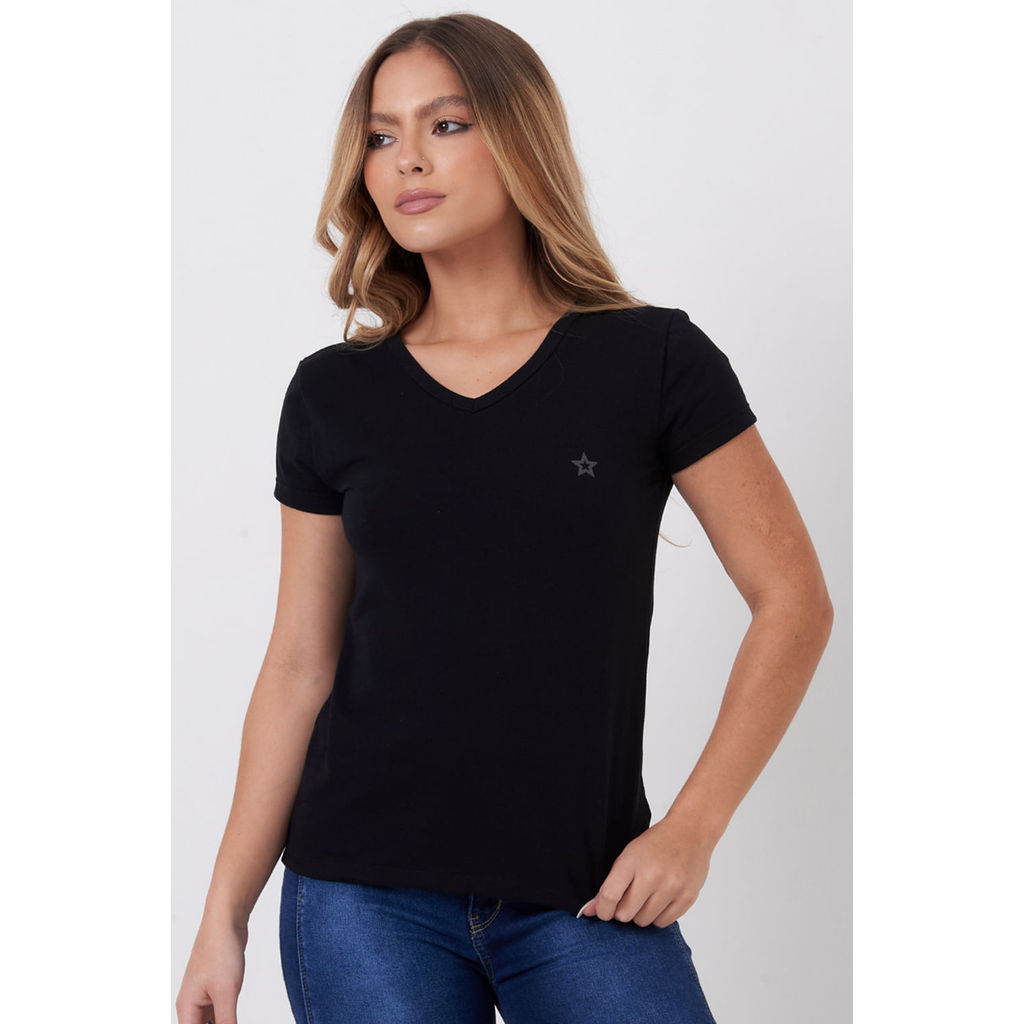 Blusa Decote v Planet Girls Preto em Oferta na Shopee