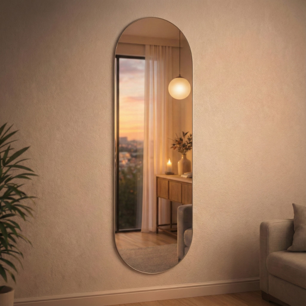 Espelho Lopazzi Decorativo Oval 150x40cm Grande Solis Ideal Para Fotos Look do Dia Provador em Oferta na Shopee