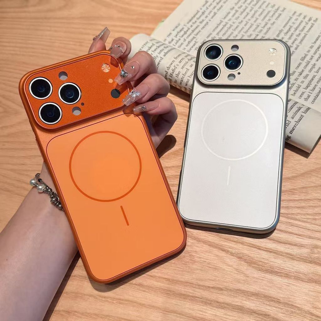 Capa Magnética MagSafe Laranja para iPhone 11 12 13 14 15 16 17 Pro Max Antichoque com Proteção de Câmera em Oferta na Shopee