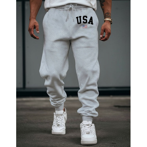 Calça Moletom Fitness Algodão Usa Minimalista Gym Unissex Academia Fitness Tendência Esportivo