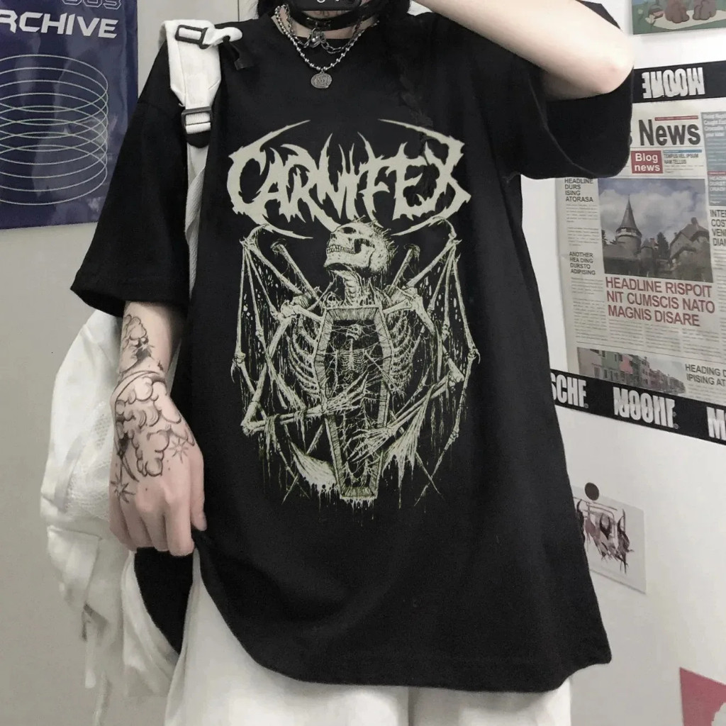 Camiseta básica unissex estilo gótico punk do diabo 100% algodão