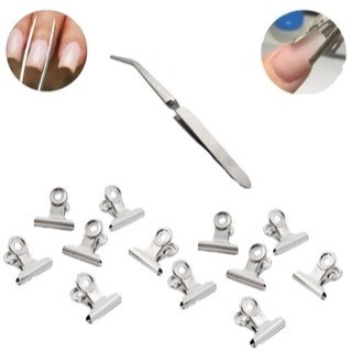 Kit 10 Presilhas Para Unhas + 1 Pinça Unha Especial para Curvatura C - Unhas Esculpidas Manicure em Oferta na Shopee