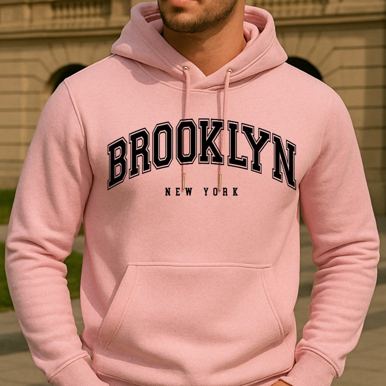 Moletom Masculino BROOKLYN Casaco Blusa De Frio Premium Bolso Capuz Canguru Casual Algodão Unissex