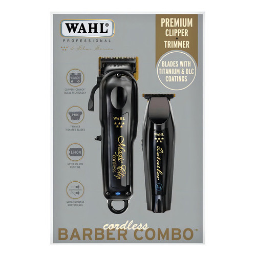 Máquinas Sem Fio Wahl® Combo Magic Clip + Detailer Preto 127/220v