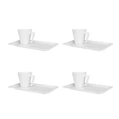 Jogo De 4 Xícaras 65ml Com Pires Oxford Plateau White