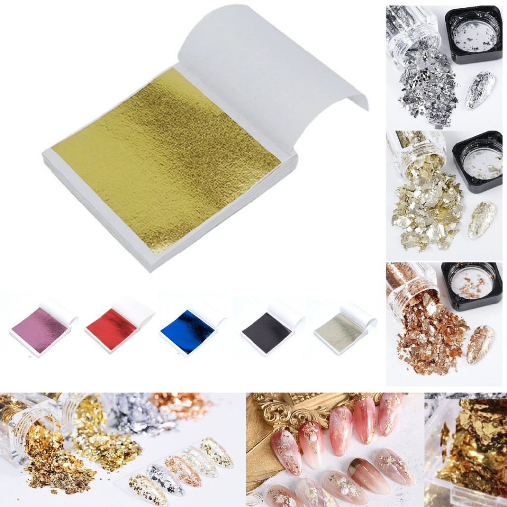 Folhas de Ouro Nail Art/Artesanato/Resina - 8x8cm - 20 e 50pcs em Oferta na Shopee