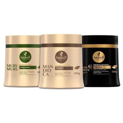 Kit Cronograma Capilar Para Cabelos Ressecados Haskell | 3 Máscaras De 500g