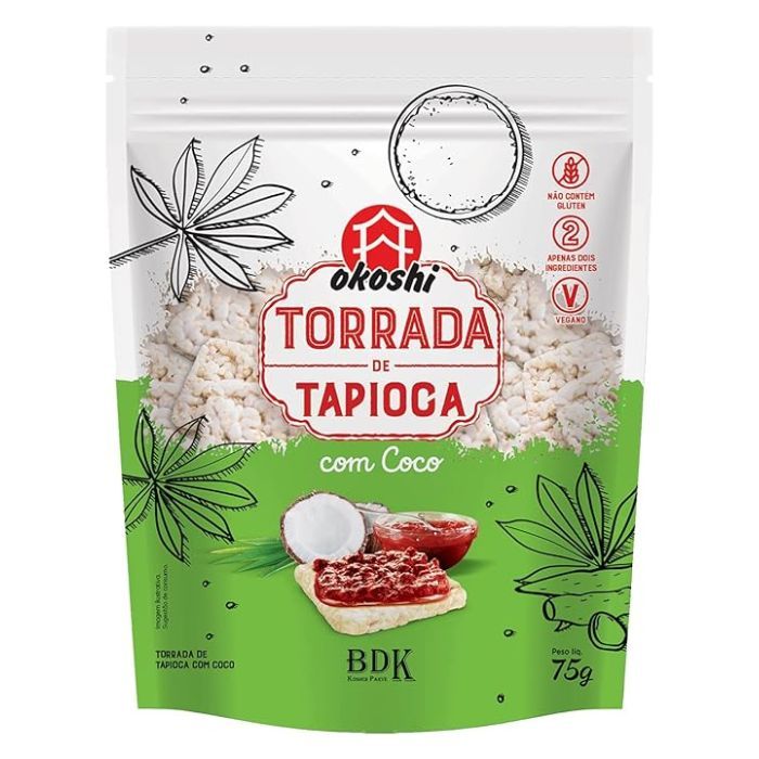 Torrada de Tapioca com Coco Sem Glúten, Vegano Okoshi 75g