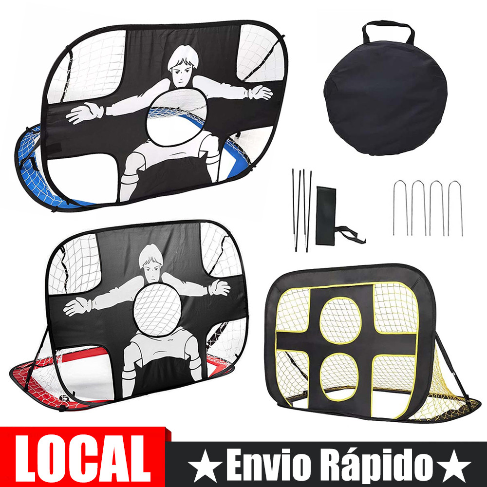 Conjunto de futebol portão de futebol + saco de armazenamento + 4 pregos fixos em forma de U + 2 hastes de suporte