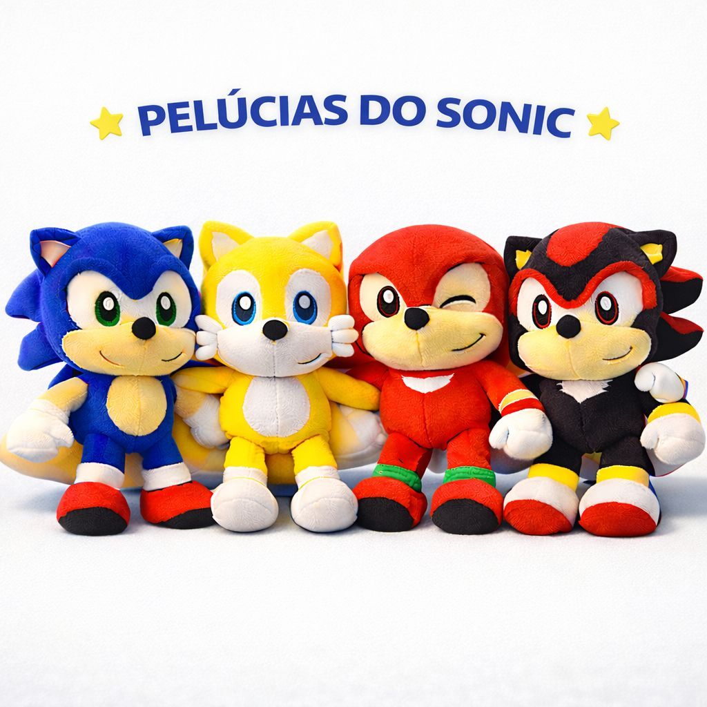 Boneco do Sonic Tails Amy Shadow Knuckles Silver 7 Urso de Pelucia Brinquedo Menina Menino pelúcias