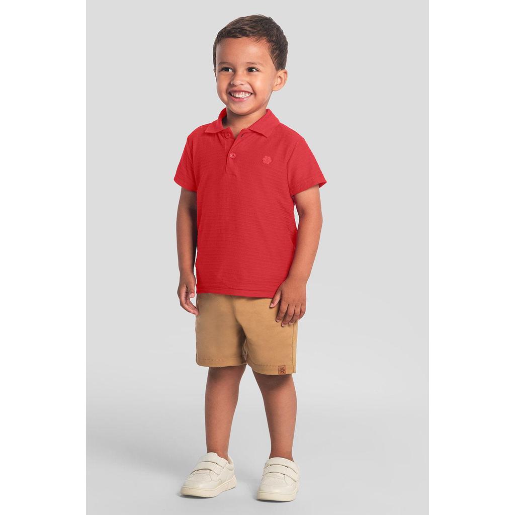 Camisa polo infantil menino canelada Brandili em Oferta na Shopee
