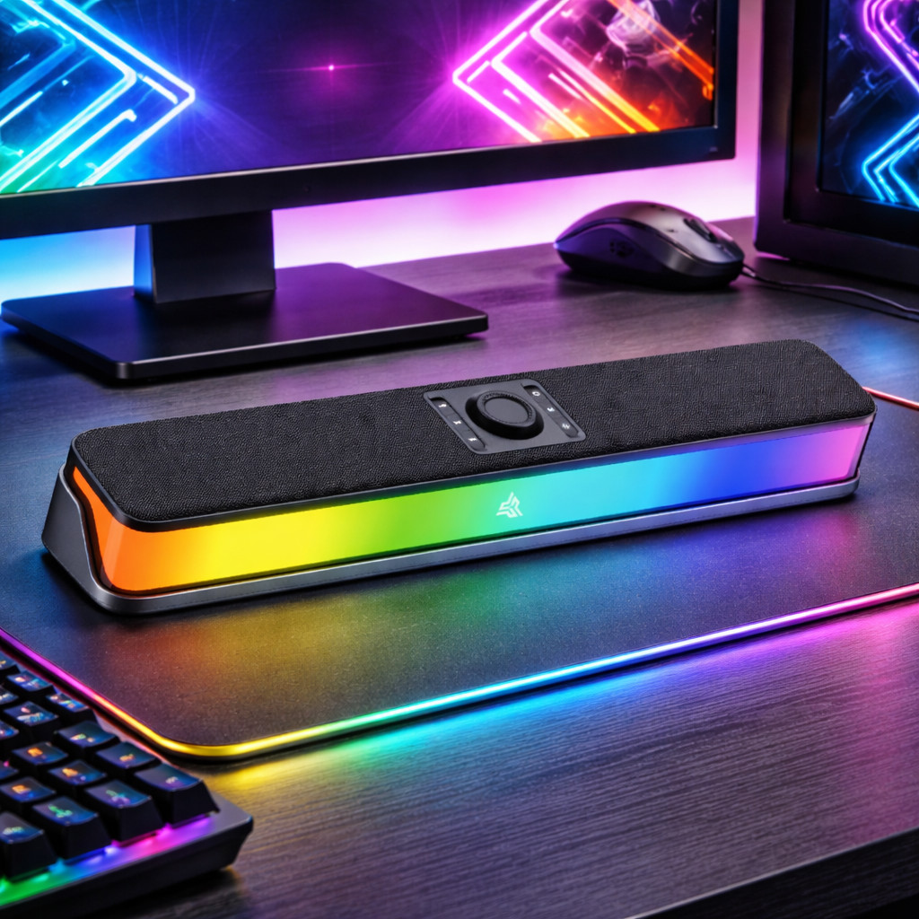 Soundbar Gamer LED USB 14W RMS para PC e Notebook Controle de Volume KP-RO857 em Oferta na Shopee