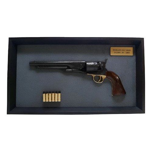 Quadro Decorativo Alto Relevo Colt Army Cal.44 - 1860 - Retrô - Com Ganchos - Feito em Resina - 3D