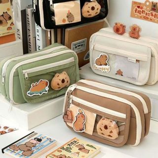 Estojo de Lápis Capivara Transparente Grande Capacidade Zíper Impermeável Caixa de Armazenamento em Oferta na Shopee