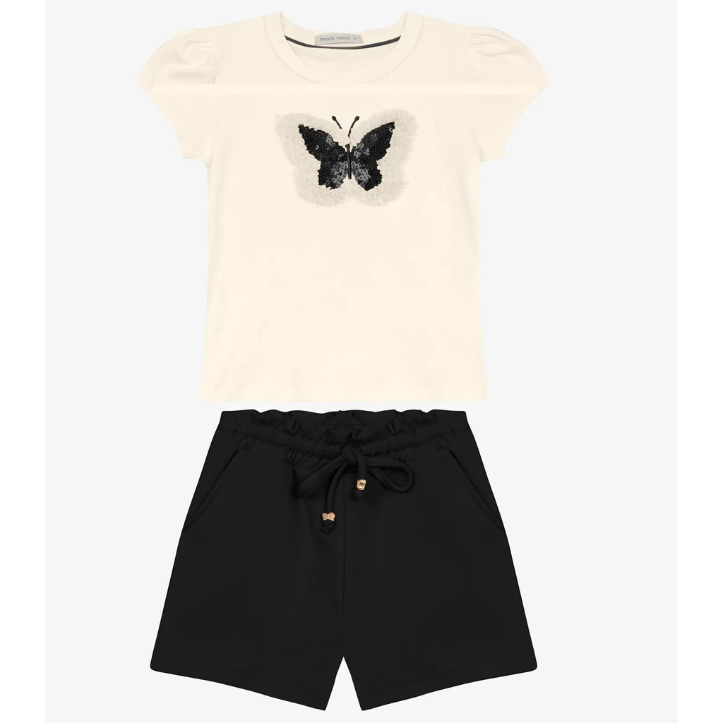 Conjunto Blusa com Shorts Menina Trick Nick Preto