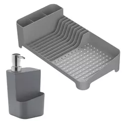 Kit Escorredor de Louças + Dispenser de Detergente Chumbo - OU