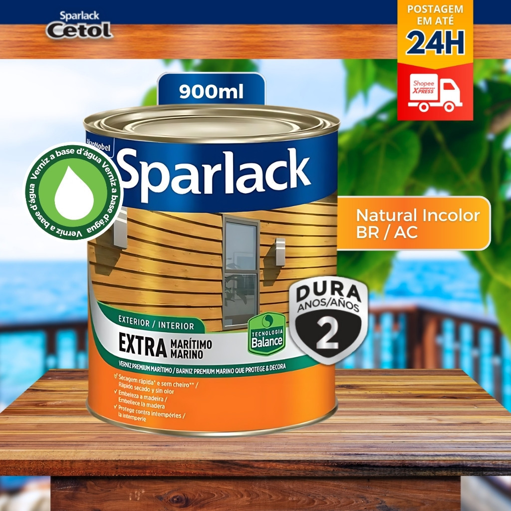 Verniz Sparlack Extra Marítimo Balance a Base D'Água Brilhante Natural Incolor 9