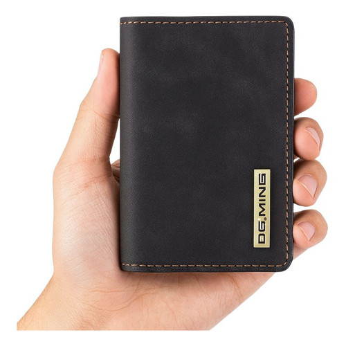 Carteira Masculina Couro Slim Porta Cartão Pequena Preta Couro Cartão Porta Cnh Marrom-escuro Liso