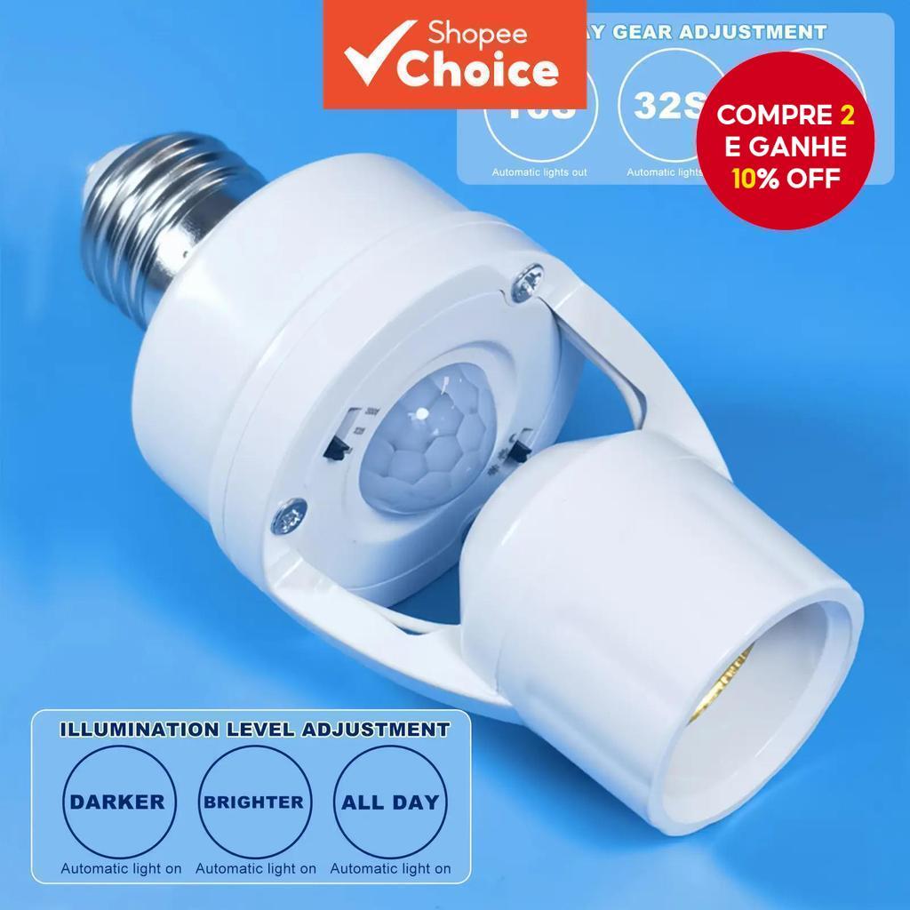 Suporte De Lâmpada Com Sensor De Movimento PIR Conversor De Soquete E27 Controle De Luz