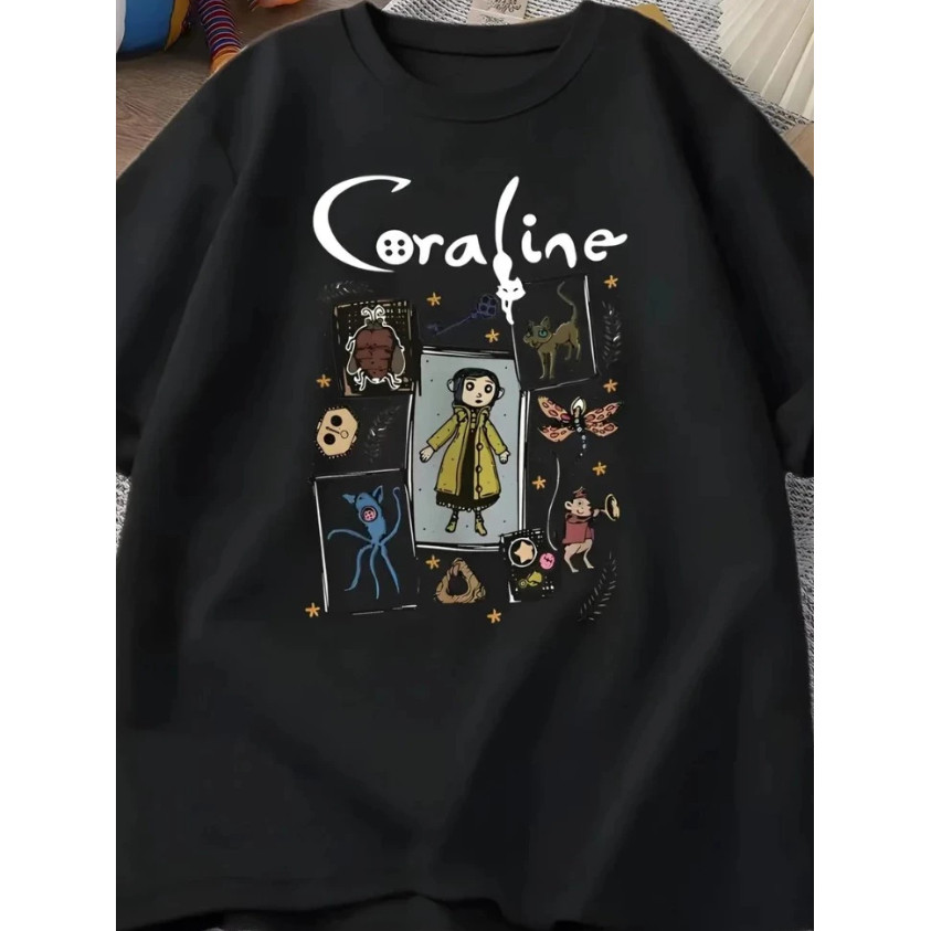 Camiseta feminina estampa "coraline" blusinha feminina estilosa t-shirt promoção blusinha em Oferta na Shopee