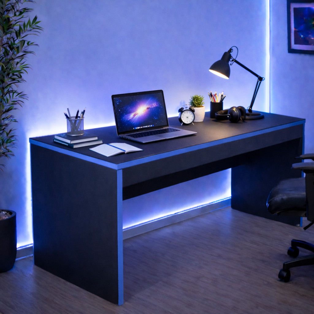 Mesa Gamer Escrivaninha Azul Menino quarto games e estudo Mesa com 90 CM