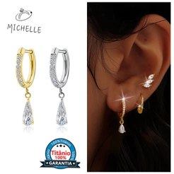 Piercing Para Gota TitâNio Com ZircôNias Cravejadas E Pingente