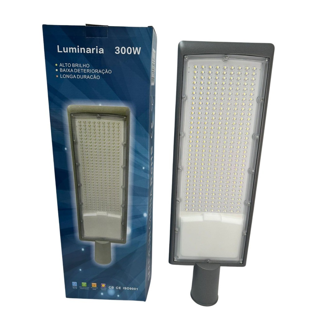 KIT 2 Luminária Publica SMD de Led 300w Branco Frio 6500k Pra Poste SMD IP67 NF