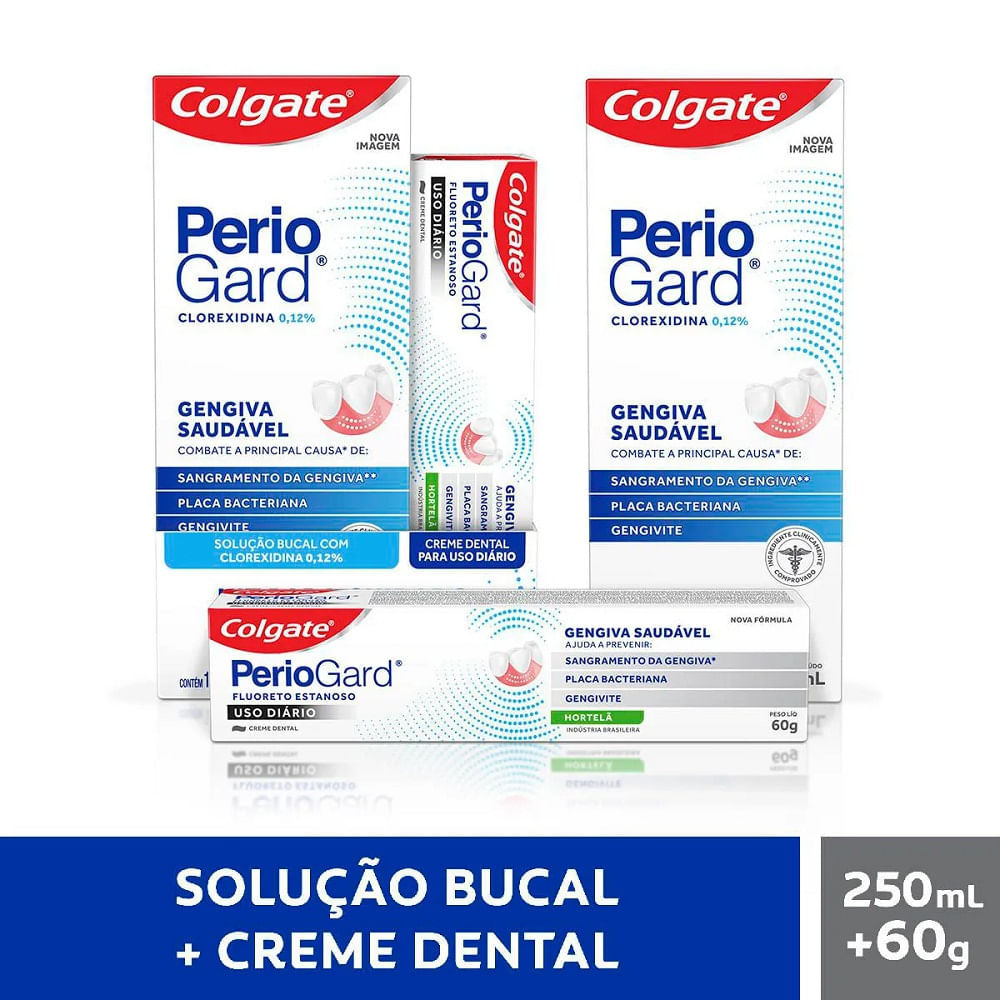 Kit Enxaguante Bucal PerioGard Sem Álcool 250ml + Creme Dental 60g em Oferta na Shopee