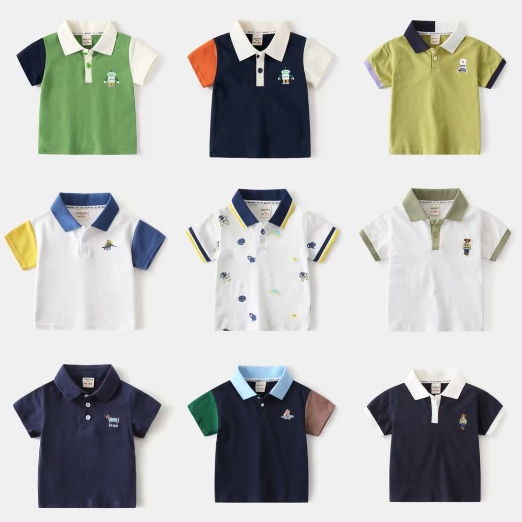 Verão meninos roupas infantis camisetas infantis de manga curta verão versão coreana roupas infantis meninos mangas colo