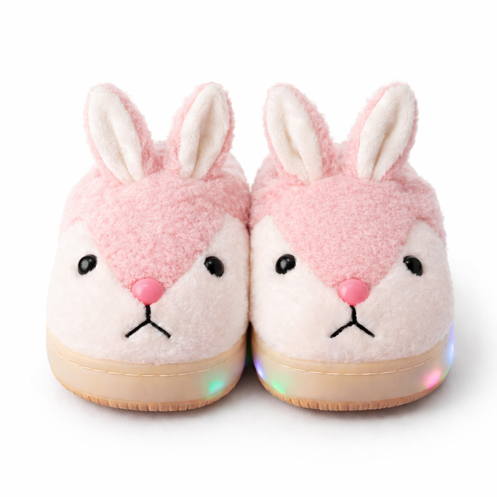 Pantufa Infantil Coelho com LED Antiderrapante Chinelo Pelúcia ST-805