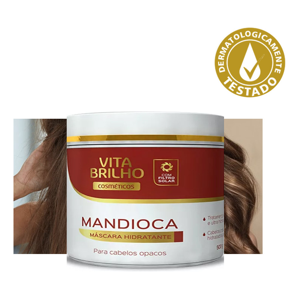 Máscara Capilar Mandioca Vita Brilho 500g Hidratação Profunda Crescimento Brilho Cabelos Opacos